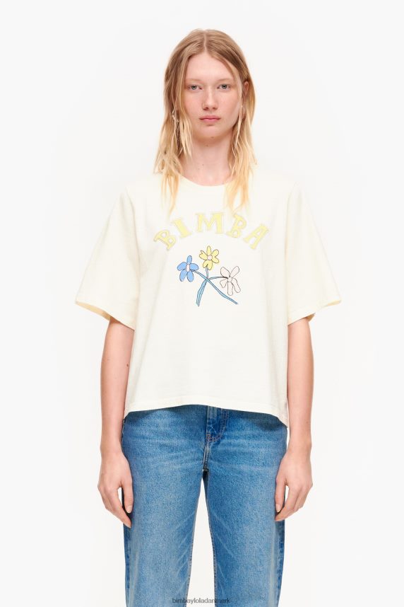 Bimba Y Lola t-shirt med bomuldsblomst med logo 46TD4J269vanilje