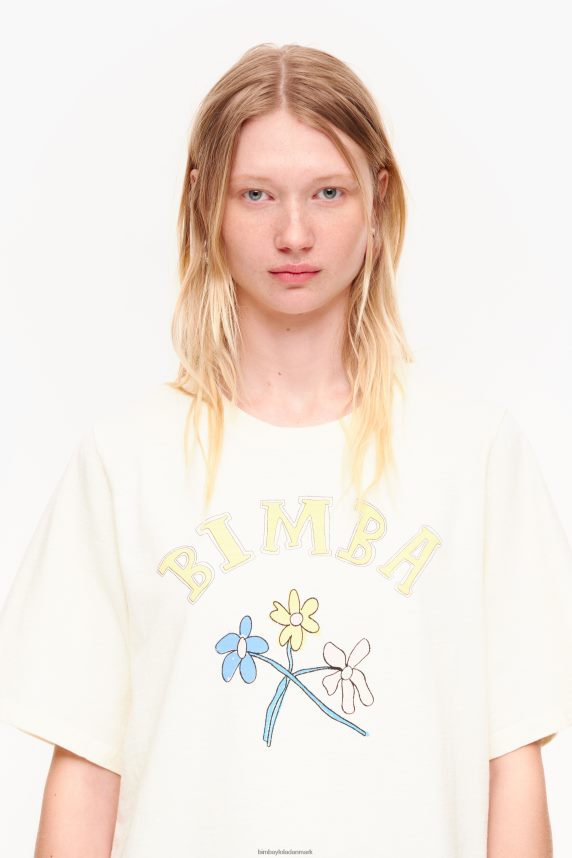 Bimba Y Lola t-shirt med bomuldsblomst med logo 46TD4J269vanilje