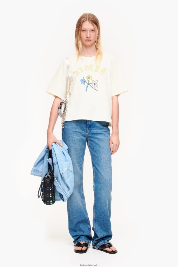 Bimba Y Lola t-shirt med bomuldsblomst med logo 46TD4J269vanilje