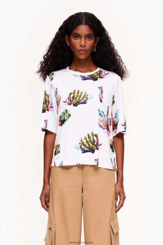 Bimba Y Lola t-shirt med koraltryk 46TD4J265elfenben