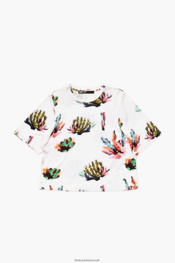 Bimba Y Lola t-shirt med koraltryk 46TD4J265elfenben