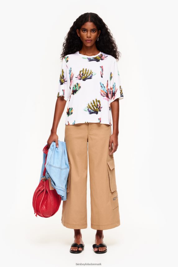 Bimba Y Lola t-shirt med koraltryk 46TD4J265elfenben