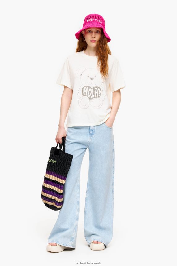 Bimba Y Lola t-shirt med pandabjørnetryk 46TD4J271ecru