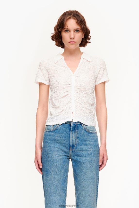 Bimba Y Lola tekstureret t-shirt med knapper 46TD4J287elfenben