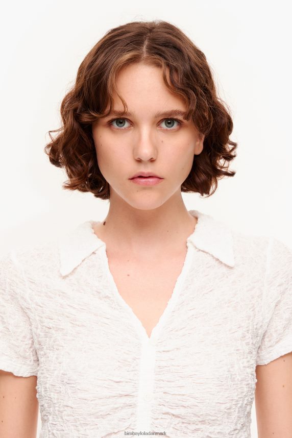 Bimba Y Lola tekstureret t-shirt med knapper 46TD4J287elfenben