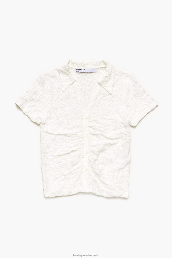 Bimba Y Lola tekstureret t-shirt med knapper 46TD4J287elfenben