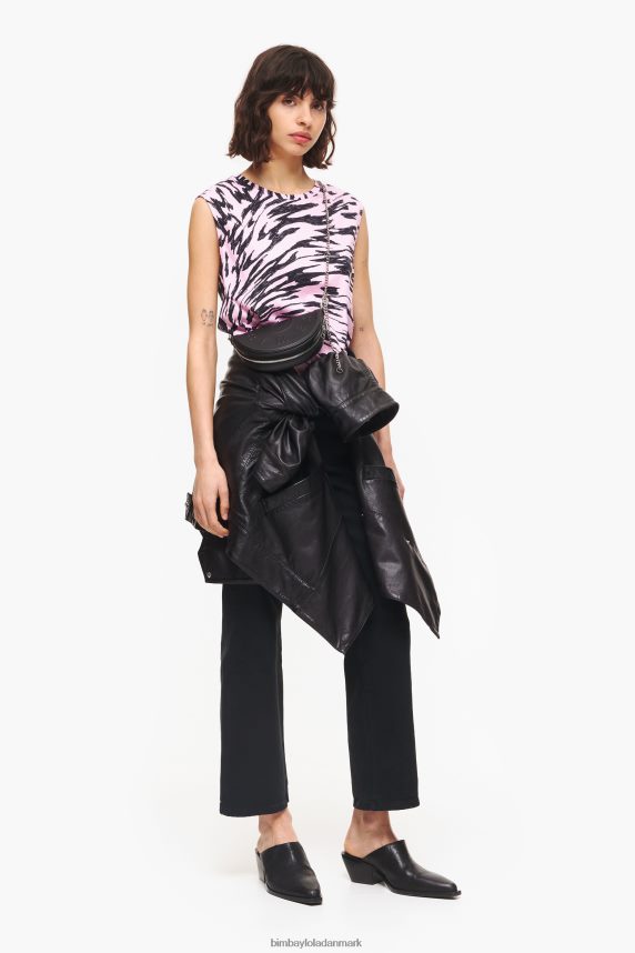 Bimba Y Lola tofarvet t-shirt i bomuld med sommerfuglevinger 46TD4J299lyserød